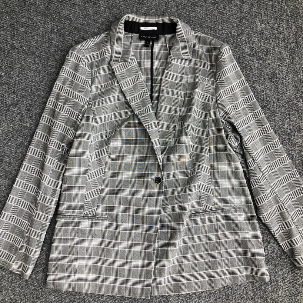 Lane Bryant the Bryant blazer single button plaid blazer size 20